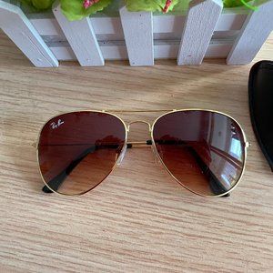 RAY BAN Junior Aviator Sunglasses Polarized Brown Lens